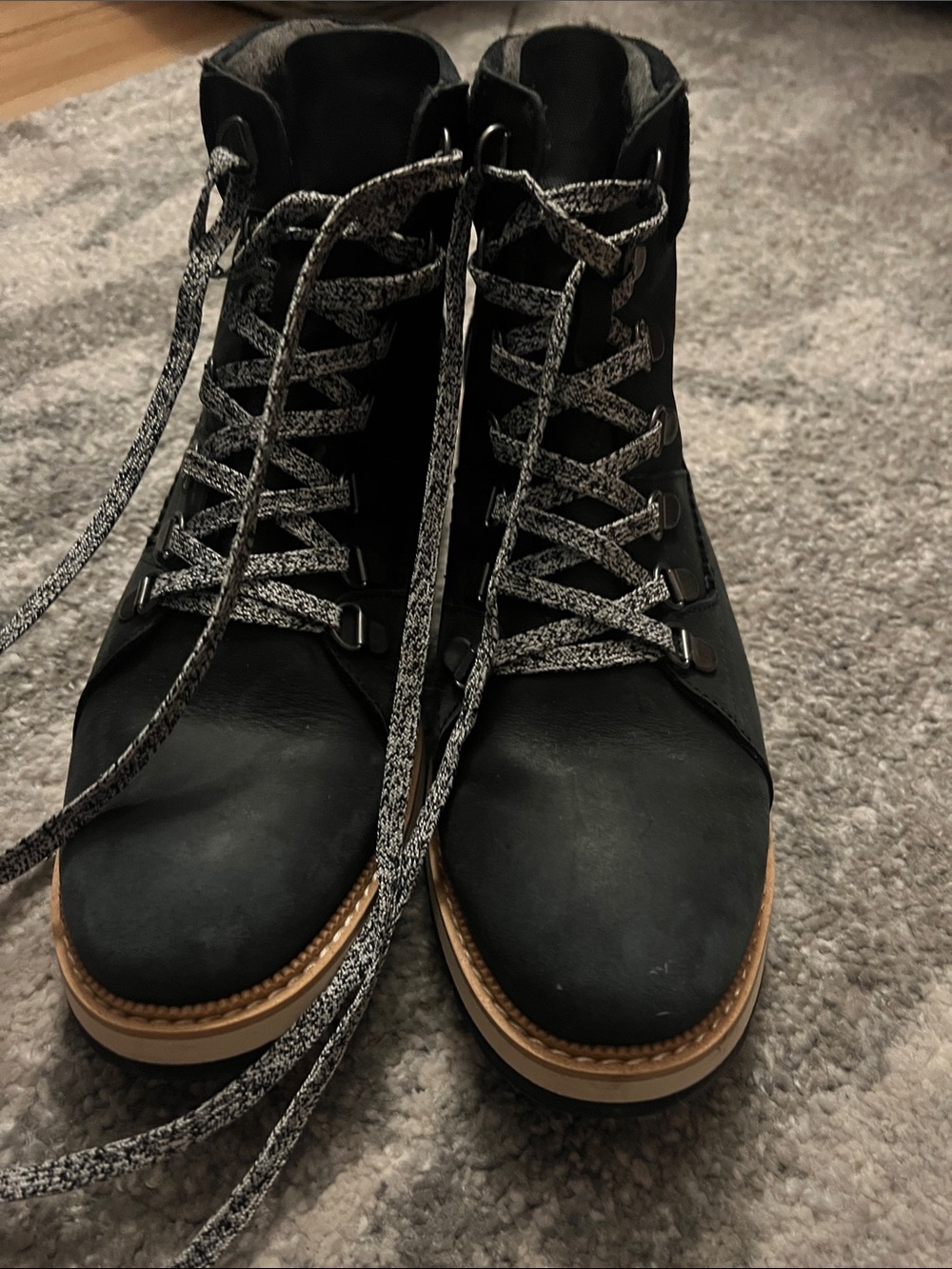 TOMS Black Suede Ankle Boots with Contrast Sole